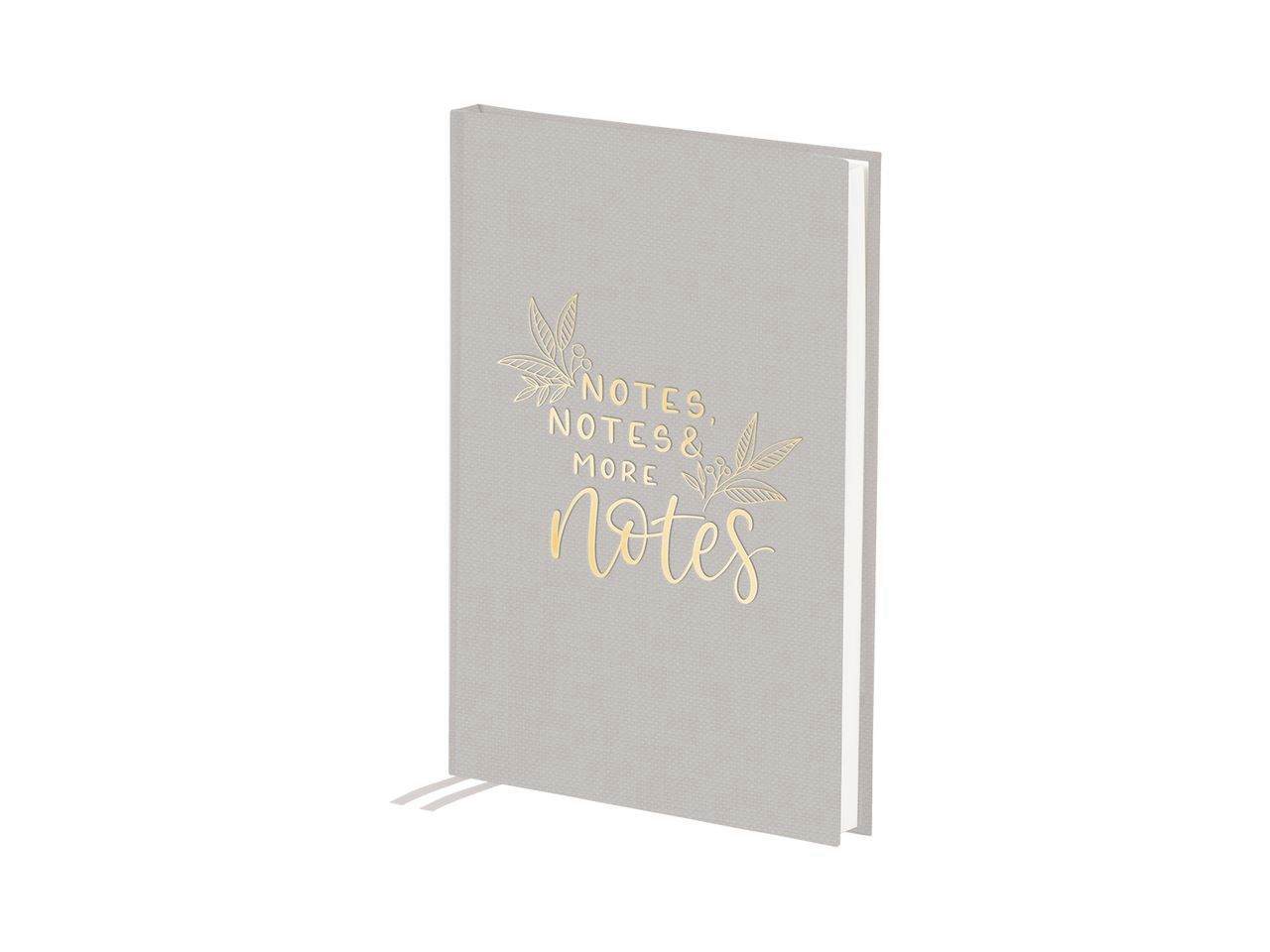 Taccuino Notes, Notes & ... con scritta in lamina d'oro, copertina in tessuto