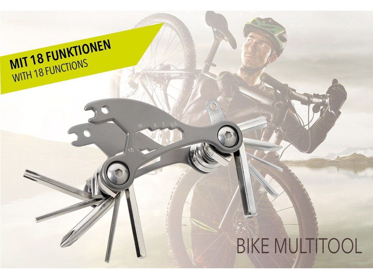 Strumento multifunzionale 18 funzioni Bike Multitool titan