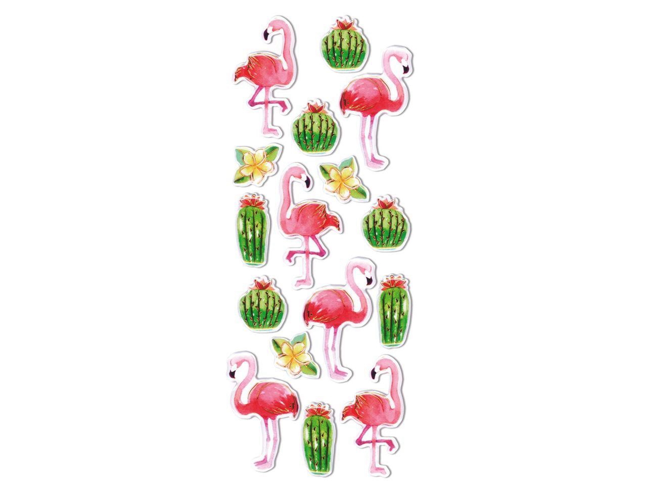Handmade Sticker Fenicottero e Cactus