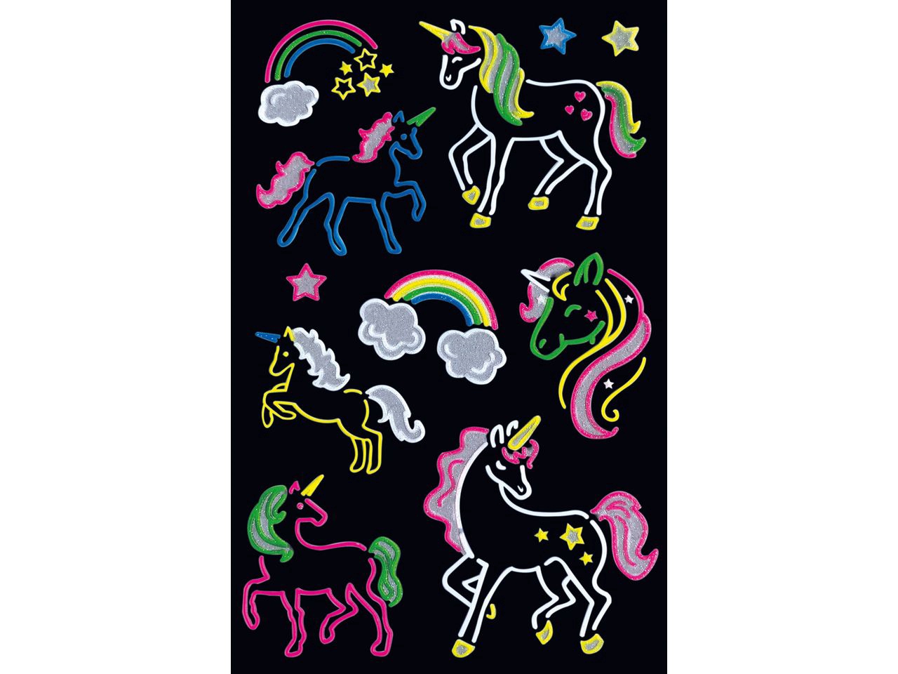 Handmade Sticker Neon Colourful- Unicorno