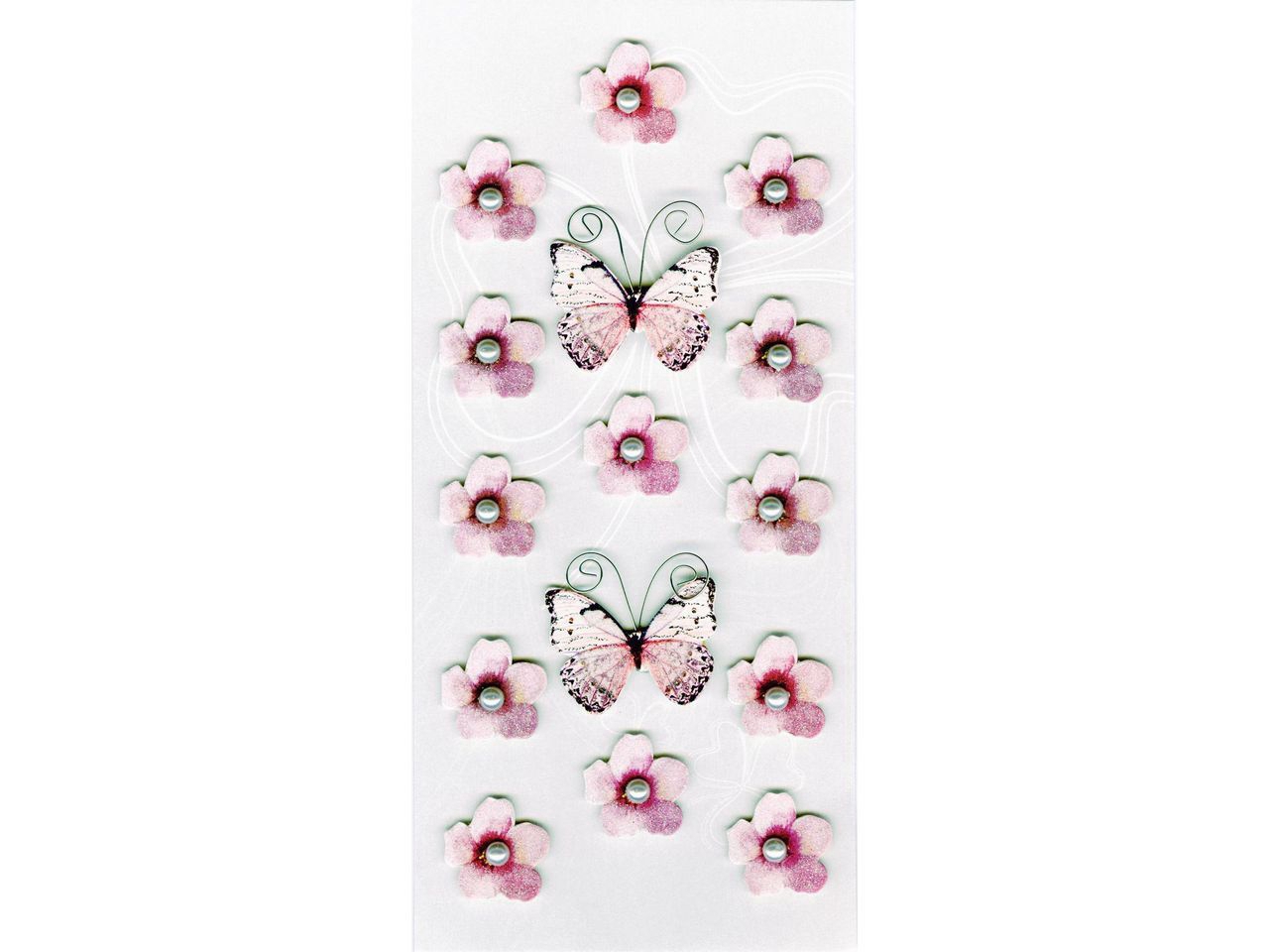 Handmade Sticker Farfalline e fiori rosa